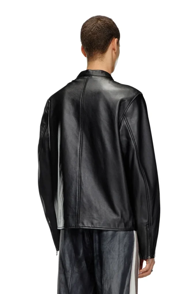 l-carver Leather biker jacket with embossed logo l-carver Leather biker jacket with embossed logo