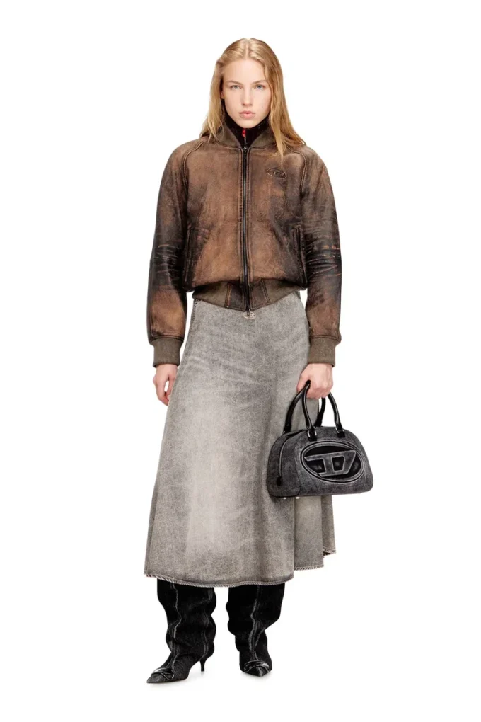 l-cobb-fem Bomber jacket in distressed leather l-cobb-fem Bomber jacket in distressed leather