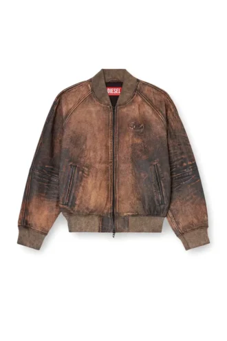 l-cobb-fem Bomber jacket in distressed leather