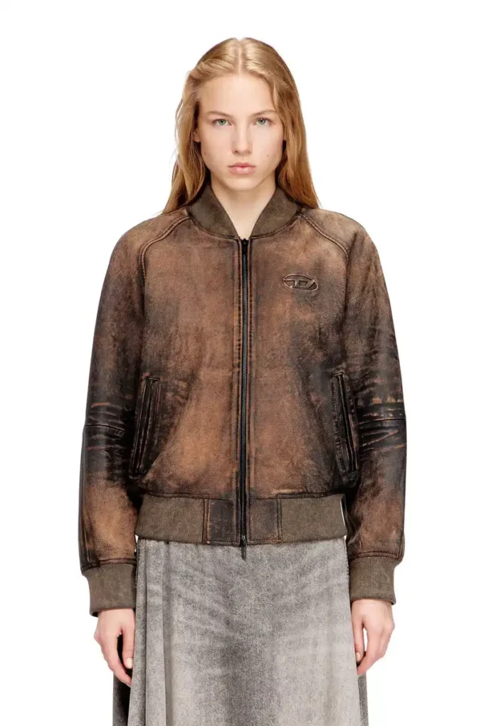 l-cobb-fem Bomber jacket in distressed leather l-cobb-fem Bomber jacket in distressed leather