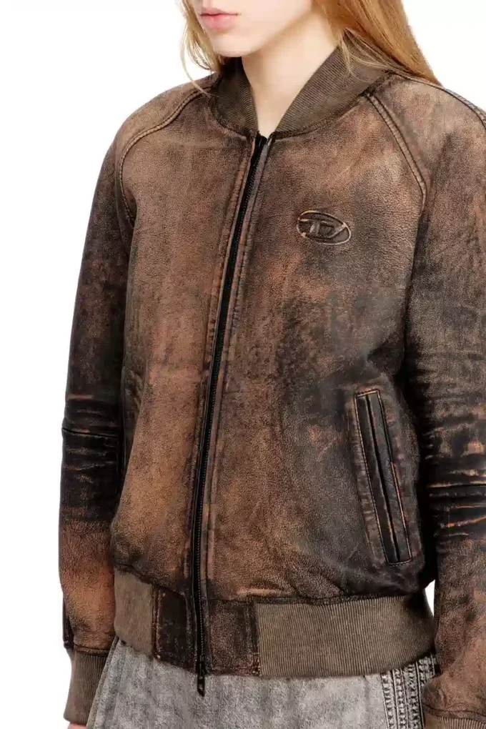 l-cobb-fem Bomber jacket in distressed leather l-cobb-fem Bomber jacket in distressed leather