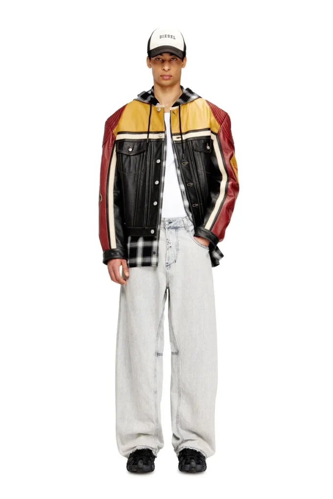 l-coug-20th Leather jacket with patch details l-coug-20th Leather jacket with patch details