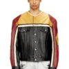 l-coug-20th Leather jacket with patch details l-coug-20th Leather jacket with patch details