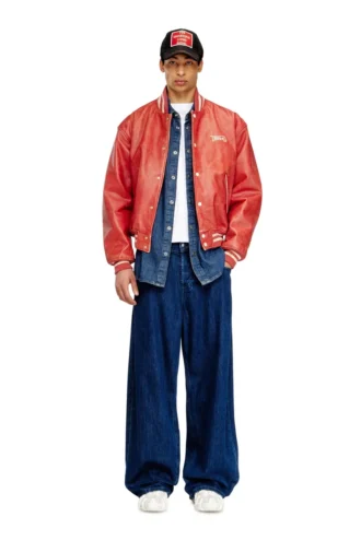 l-difordi-20th Leather bomber jacket with Diesel logo