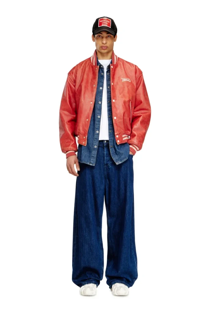 l-difordi-20th Leather bomber jacket with Diesel logo l-difordi-20th Leather bomber jacket with Diesel logo