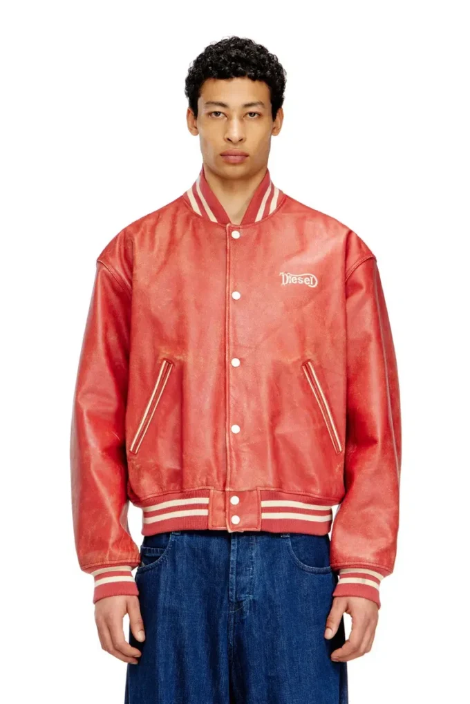 l-difordi-20th Leather bomber jacket with Diesel logo l-difordi-20th Leather bomber jacket with Diesel logo