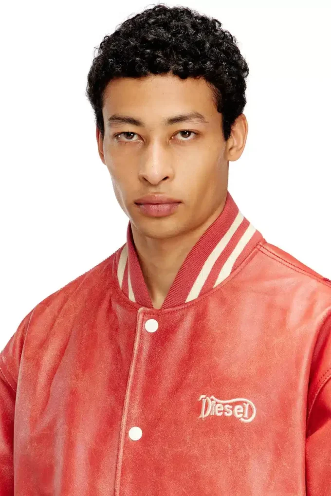 l-difordi-20th Leather bomber jacket with Diesel logo l-difordi-20th Leather bomber jacket with Diesel logo