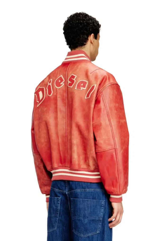 l-difordi-20th Leather bomber jacket with Diesel logo l-difordi-20th Leather bomber jacket with Diesel logo