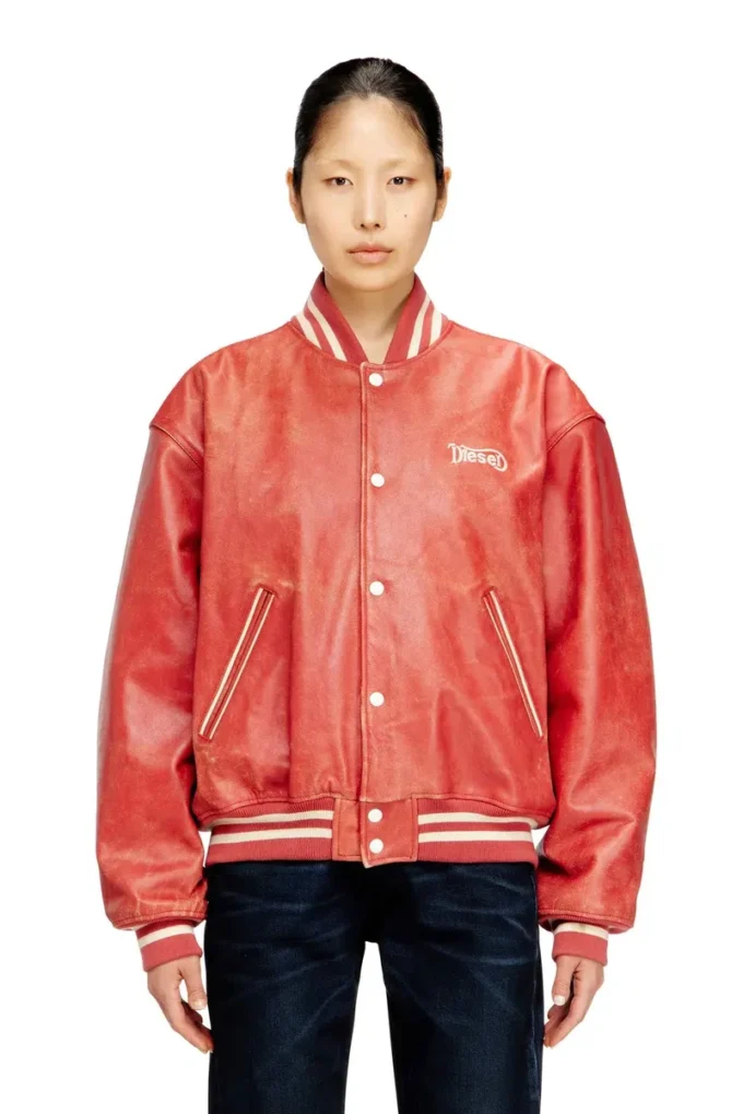 l-difordi-20th Leather bomber jacket with Diesel logo l-difordi-20th Leather bomber jacket with Diesel logo