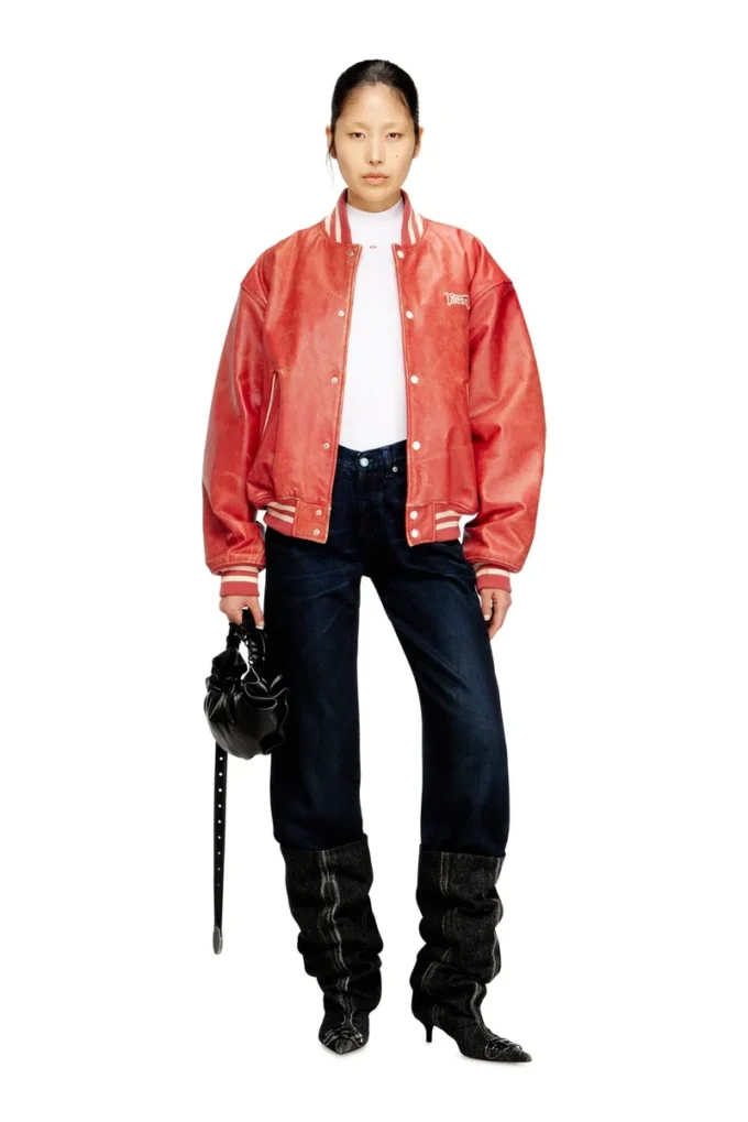 l-difordi-20th Leather bomber jacket with Diesel logo l-difordi-20th Leather bomber jacket with Diesel logo