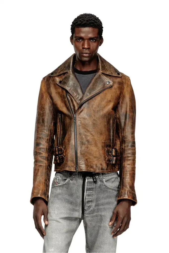 l-eon Biker jacket in treated leather l-eon Biker jacket in treated leather
