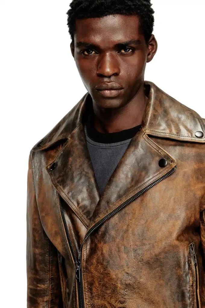 l-eon Biker jacket in treated leather l-eon Biker jacket in treated leather
