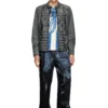 l-evert-a Treated leather biker jacket with faded logo