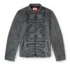 l-evert-a Treated leather biker jacket with faded logo