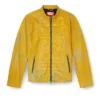 l-evert-a Treated leather biker jacket with faded logo