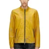 l-evert-a Treated leather biker jacket with faded logo