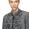 l-evert-a Treated leather biker jacket with faded logo