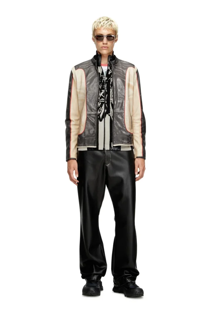 l-evert Trompe l’oeil-effect leather biker jacket
