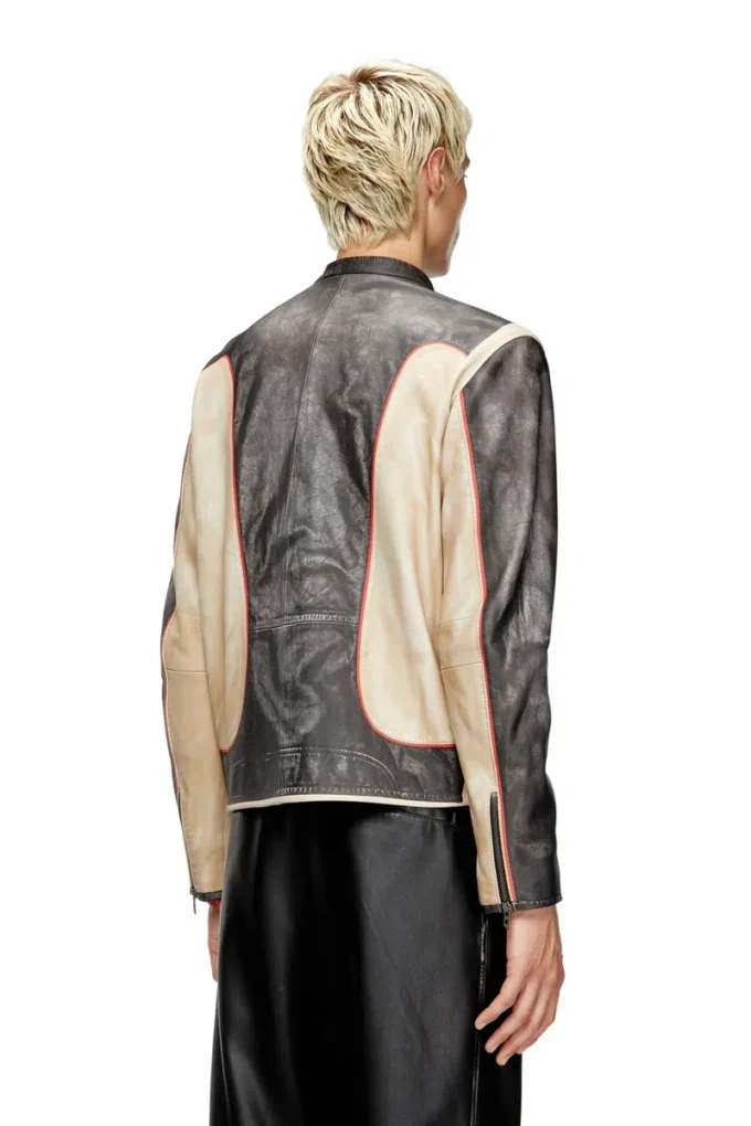 l-evert Trompe l’oeil-effect leather biker jacket