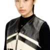 l-flycou-20th Leather vest with front logo and contrast stripes l-flycou-20th Leather vest with front logo and contrast stripes