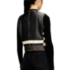l-flycou-20th Leather vest with front logo and contrast stripes l-flycou-20th Leather vest with front logo and contrast stripes