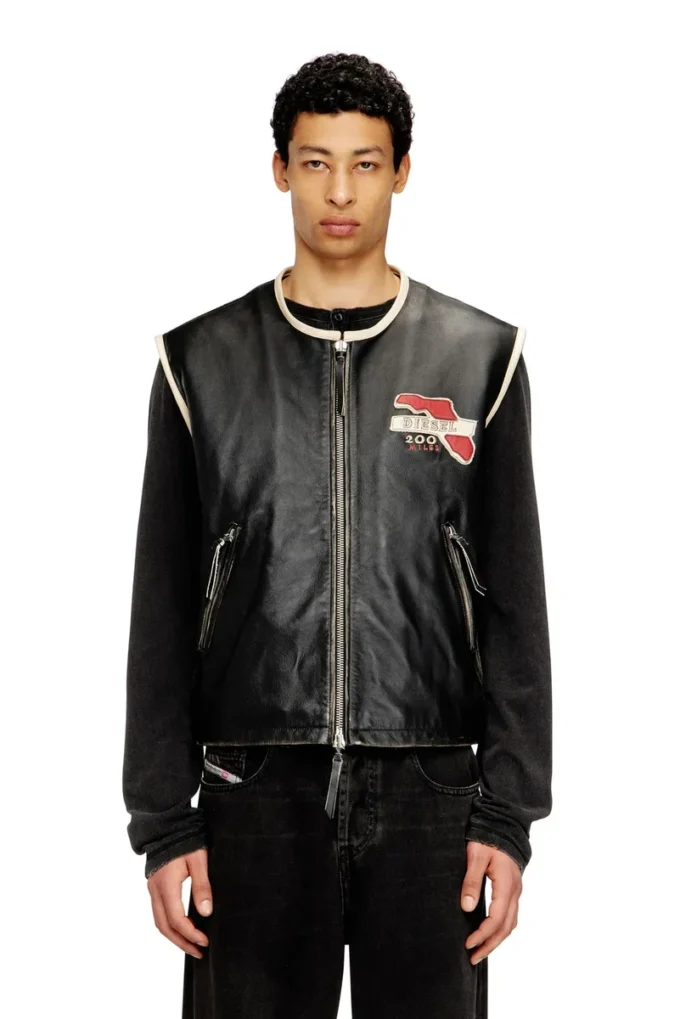 l-flying-20th Leather vest with embroidered patches