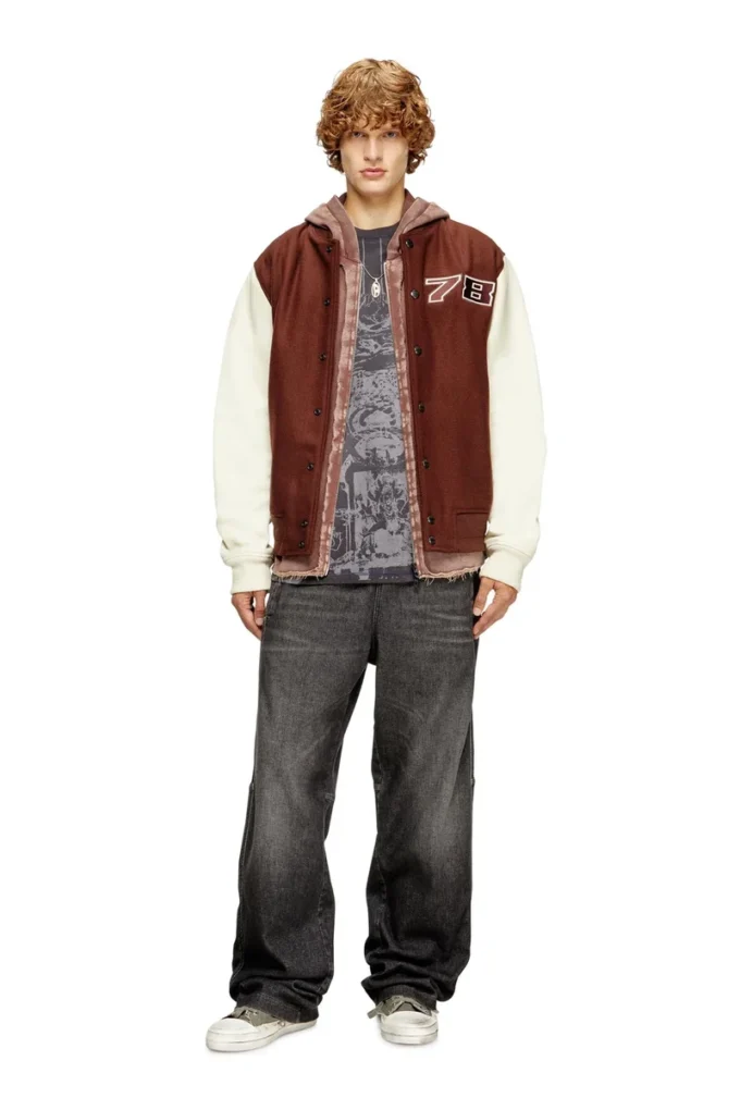 l-kopf Padded bomber jacket in wool and leather l-kopf Padded bomber jacket in wool and leather