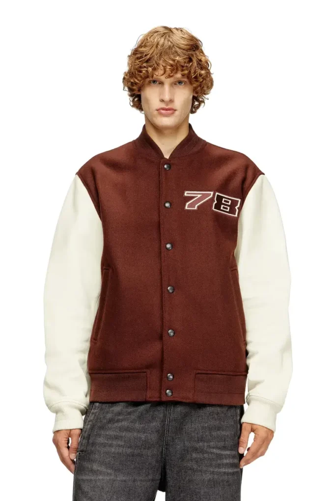 l-kopf Padded bomber jacket in wool and leather l-kopf Padded bomber jacket in wool and leather