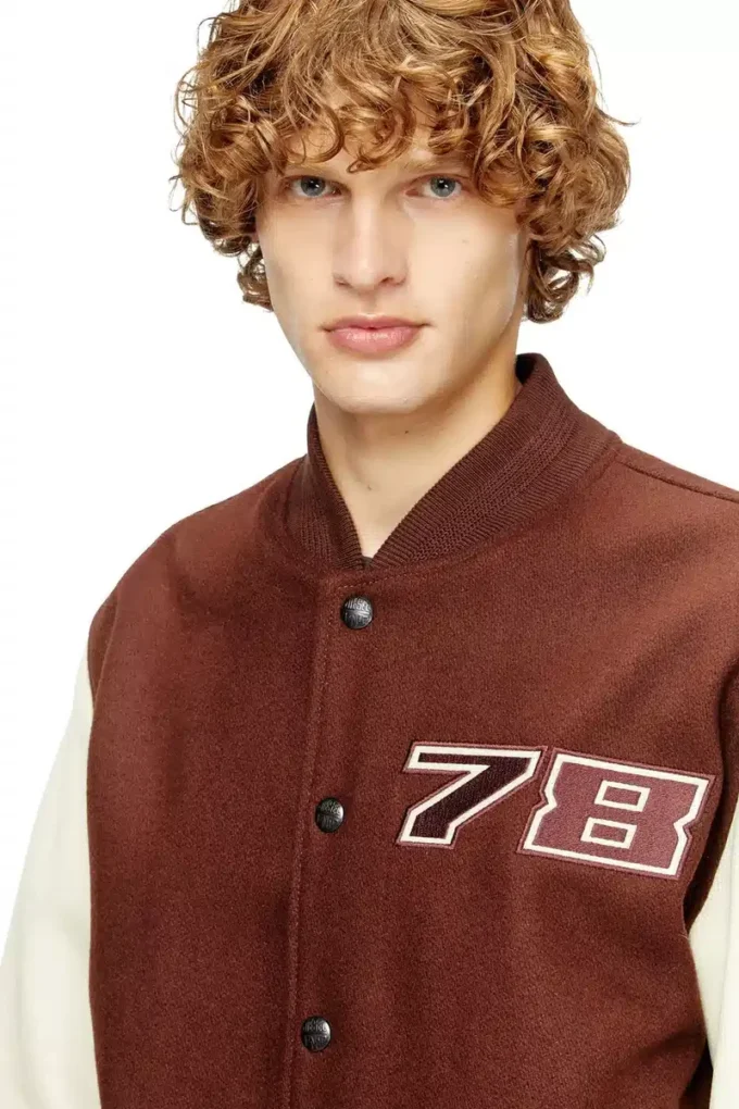 l-kopf Padded bomber jacket in wool and leather l-kopf Padded bomber jacket in wool and leather