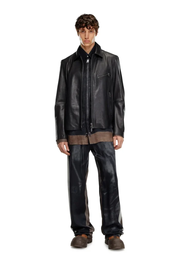 l-korn-a Leather jacket with embossed Oval D l-korn-a Leather jacket with embossed Oval D