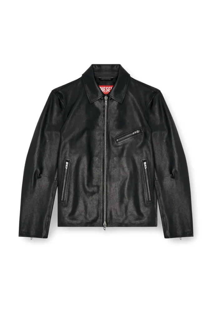 l-korn-a Leather jacket with embossed Oval D l-korn-a Leather jacket with embossed Oval D