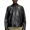 l-krixy Leather biker jacket with piping detail l-krixy Leather biker jacket with piping detail