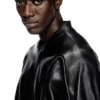 l-krixy Leather biker jacket with piping detail l-krixy Leather biker jacket with piping detail