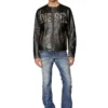 l-met Distressed leather jacket with metal logo l-met Distressed leather jacket with metal logo