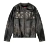 l-met Distressed leather jacket with metal logo l-met Distressed leather jacket with metal logo