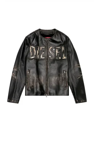 l-met Distressed leather jacket with metal logo