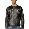 l-met Distressed leather jacket with metal logo l-met Distressed leather jacket with metal logo