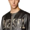 l-met Distressed leather jacket with metal logo l-met Distressed leather jacket with metal logo