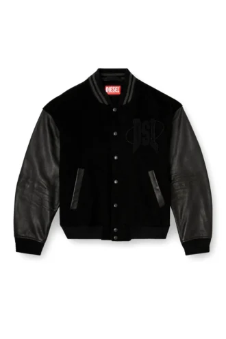 l-nyman Varsity bomber jacket in cotton and leather