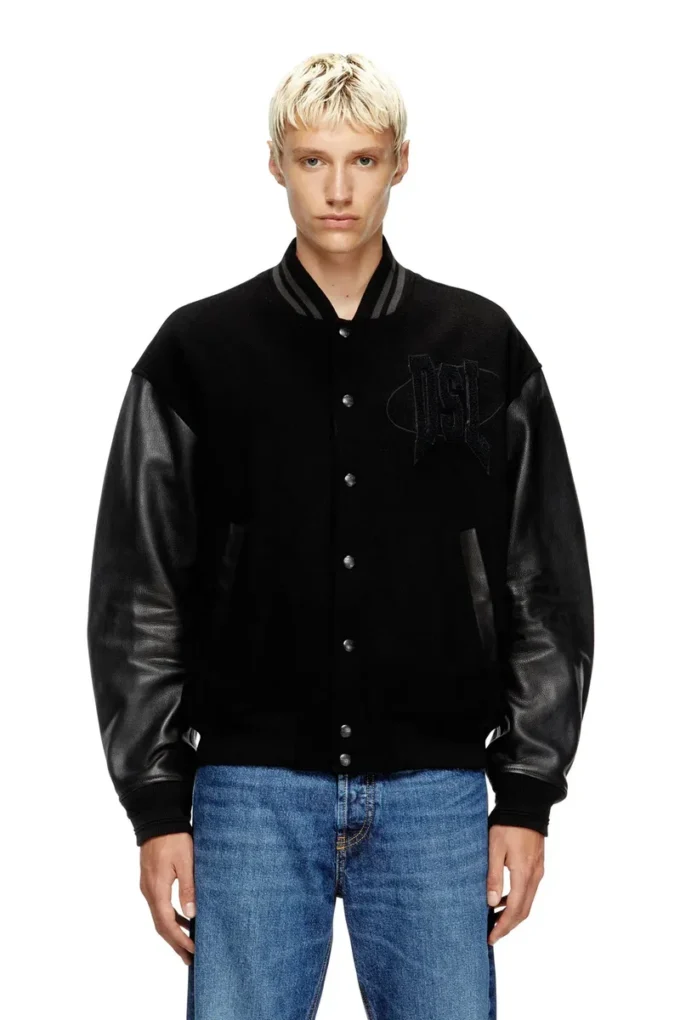 l-nyman Varsity bomber jacket in cotton and leather l-nyman Varsity bomber jacket in cotton and leather