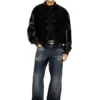 l-nyn Denim and leather bomber jacket