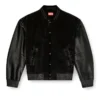 l-nyn Denim and leather bomber jacket