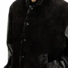 l-nyn Denim and leather bomber jacket