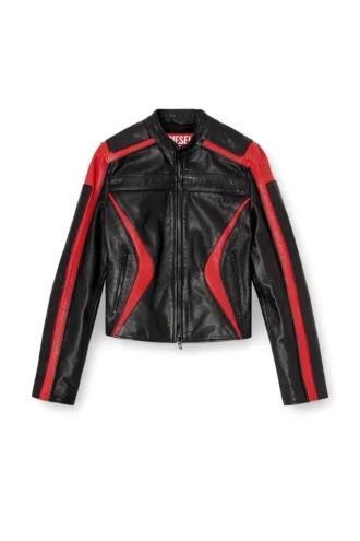 l-ovable Biker jacket in colour-block leather l-ovable Biker jacket in colour-block leather