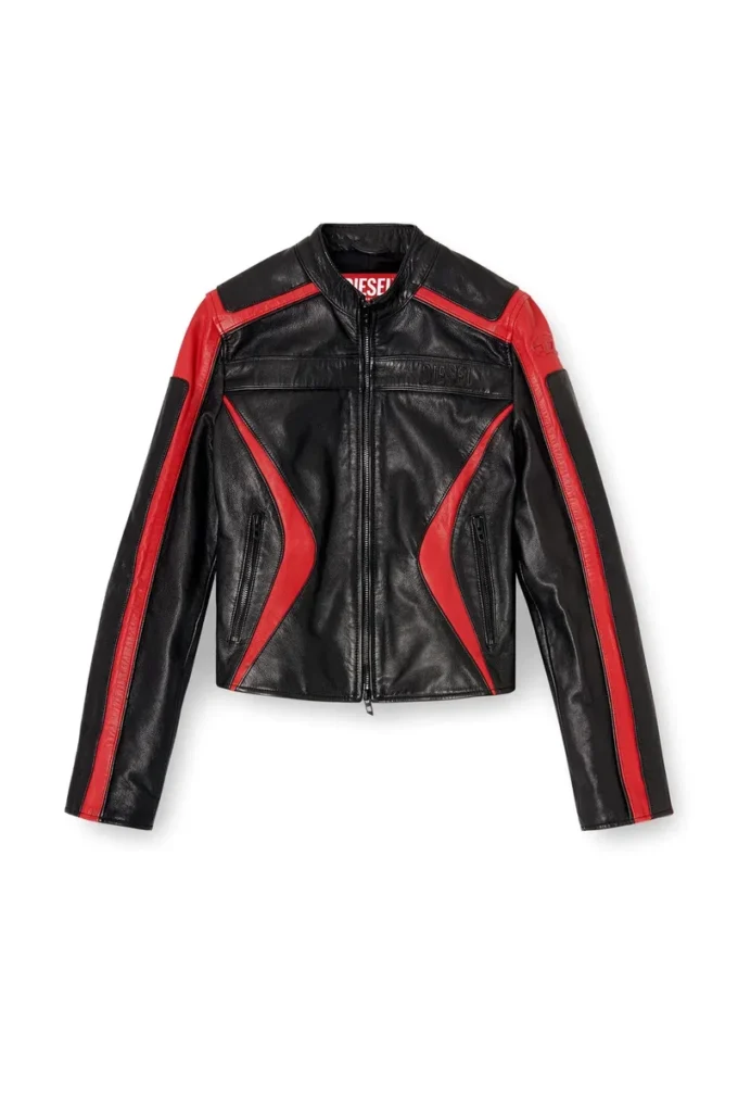 l-ovable Biker jacket in colour-block leather l-ovable Biker jacket in colour-block leather