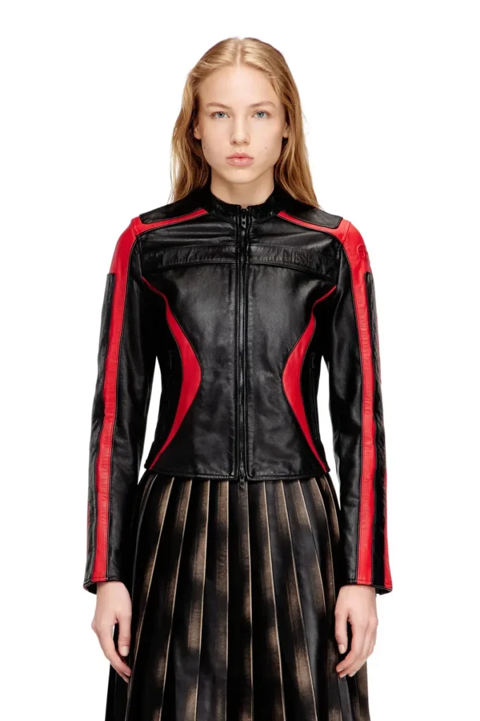 l-ovable Biker jacket in colour-block leather l-ovable Biker jacket in colour-block leather