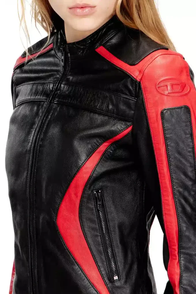 l-ovable Biker jacket in colour-block leather l-ovable Biker jacket in colour-block leather