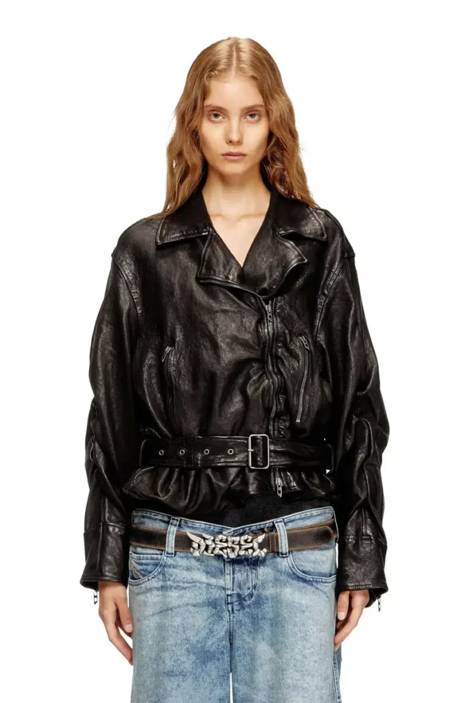 l-oys Belted jacket in boiled leather l-oys Belted jacket in boiled leather