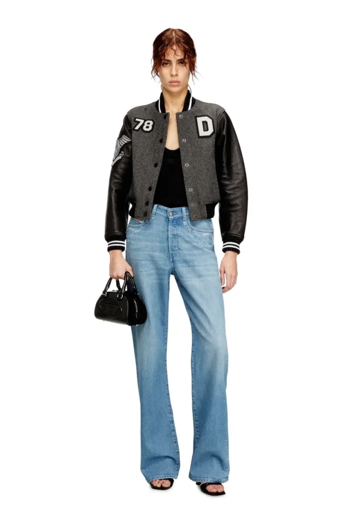 l-real-cp Cropped varsity jacket in wool and leather l-real-cp Cropped varsity jacket in wool and leather