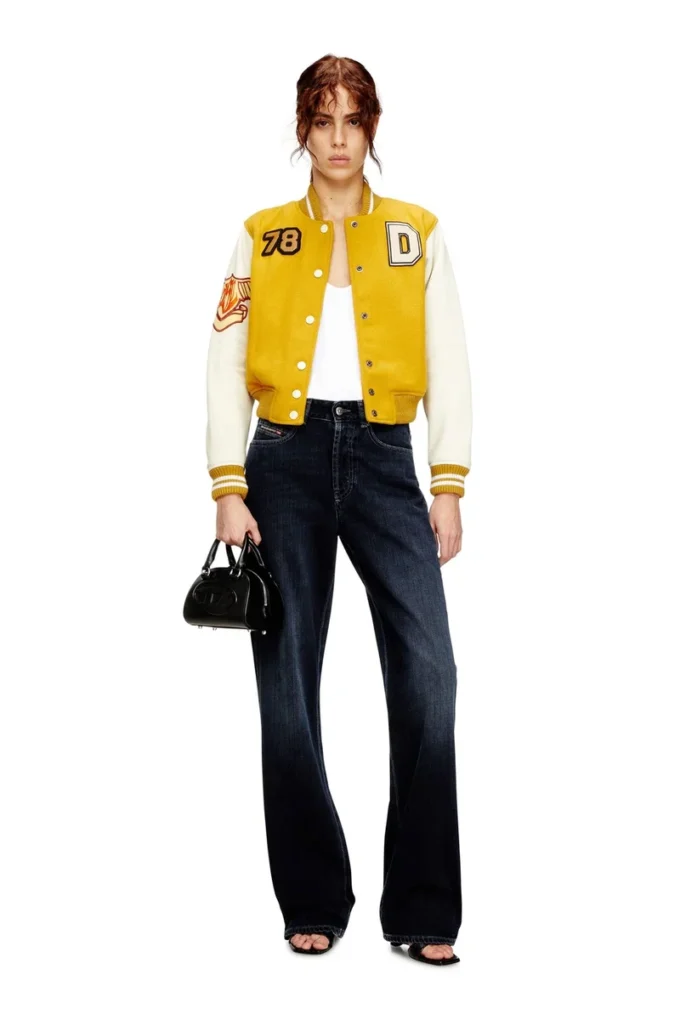 l-real-cp Cropped varsity jacket in wool and leather l-real-cp Cropped varsity jacket in wool and leather
